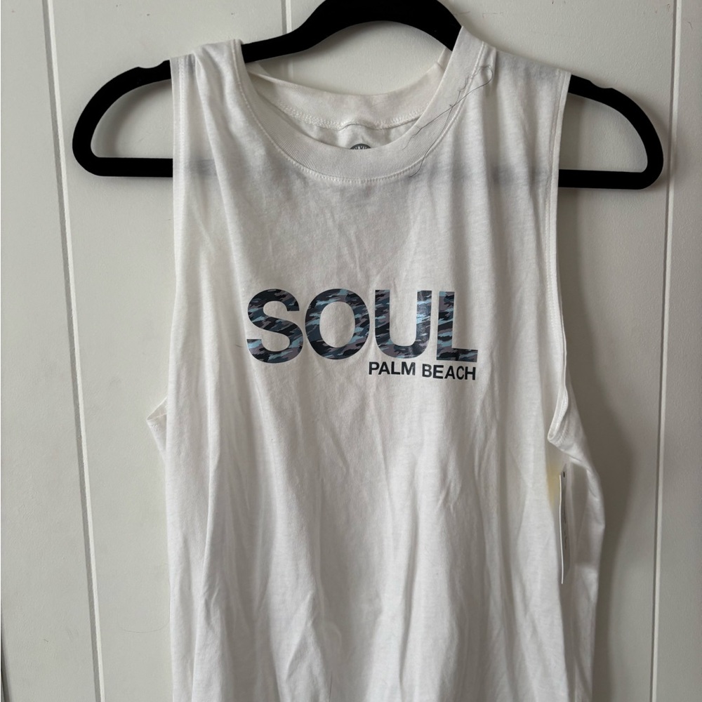 White Sleeveless 'SOUL Palm Beach' Tank Top